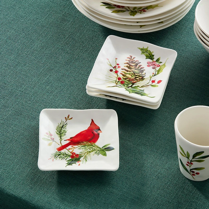 Certified International Holly And Vines 4-pc. Stoneware Appetizer Plate