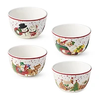 Certified International Santa'S Retro Christmas 4-pc. Ceramic Ice Cream Bowl
