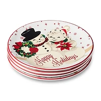 Certified International Santa'S Retro Christmas 4-pc. Ceramic Dessert Plate