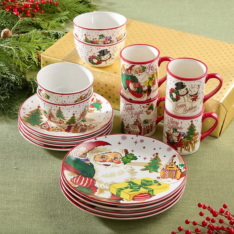 Certified International Santa'S Retro Christmas 16-pc. Ceramic Dinnerware Set