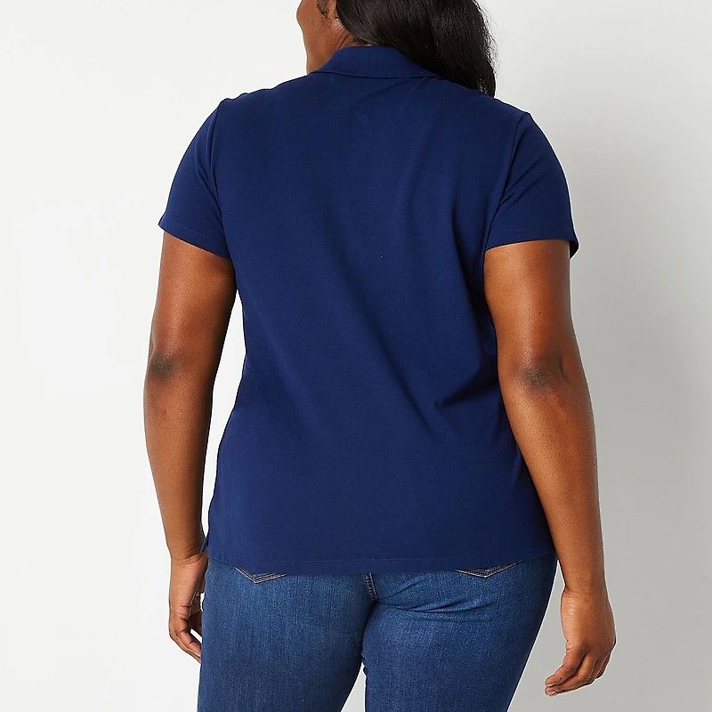 St. John's Bay Womens Plus Short Sleeve Polo Shirt