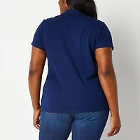 St. John's Bay Womens Plus Short Sleeve Polo Shirt