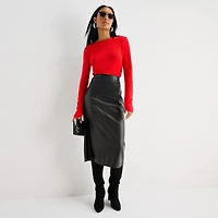 Worthington Womens Crew Neck Long Sleeve Blouse