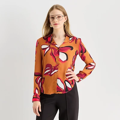Worthington Womens Cuffed Long Sleeve Regular Fit Button-Down Shirt