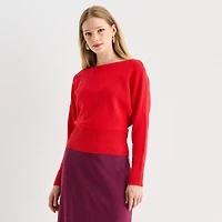 Worthington Womens Boat Neck Long Sleeve Pullover Sweater