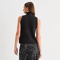 Worthington Womens Funnel Neck Sleeveless Pullover Sweater