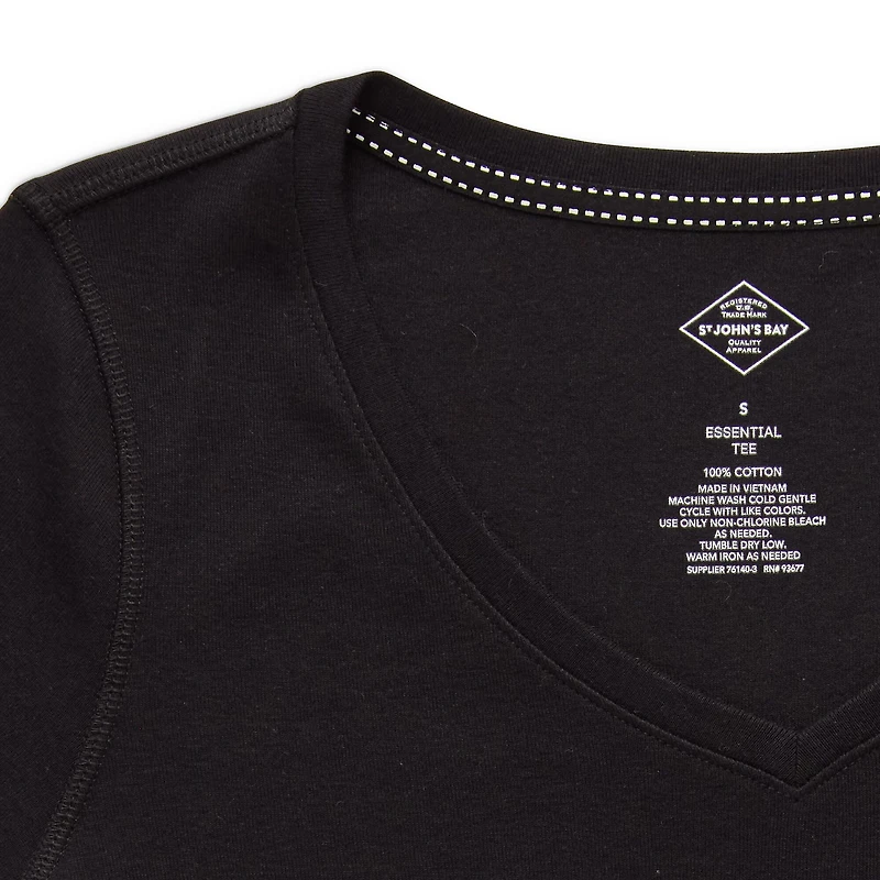 St. John's Bay Womens Easy-on + Easy-off V Neck 3/4 Sleeve Adaptive T-Shirt