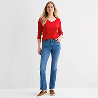 St. John's Bay Womens Easy-on + Easy-off V Neck 3/4 Sleeve Adaptive T-Shirt