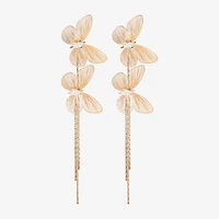 JS Jessica Simpson Gold Tone Womens Crystal Butterfly Drop Earrings