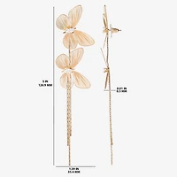 JS Jessica Simpson Gold Tone Womens Crystal Butterfly Drop Earrings