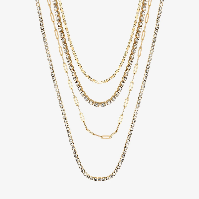 JS Jessica Simpson Womens Crystal Strand Necklace