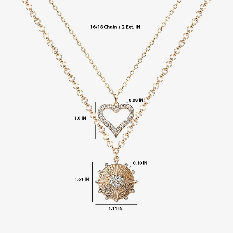 JS Jessica Simpson Womens Crystal Alloy Heart Pendant Necklace