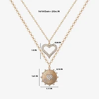 JS Jessica Simpson Womens Crystal Alloy Heart Pendant Necklace
