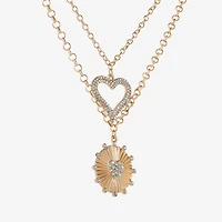 JS Jessica Simpson Womens Crystal Alloy Heart Pendant Necklace