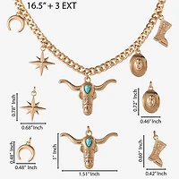 JS Jessica Simpson Gold Tone Western Womens Blue 16 Inch Statement Necklace