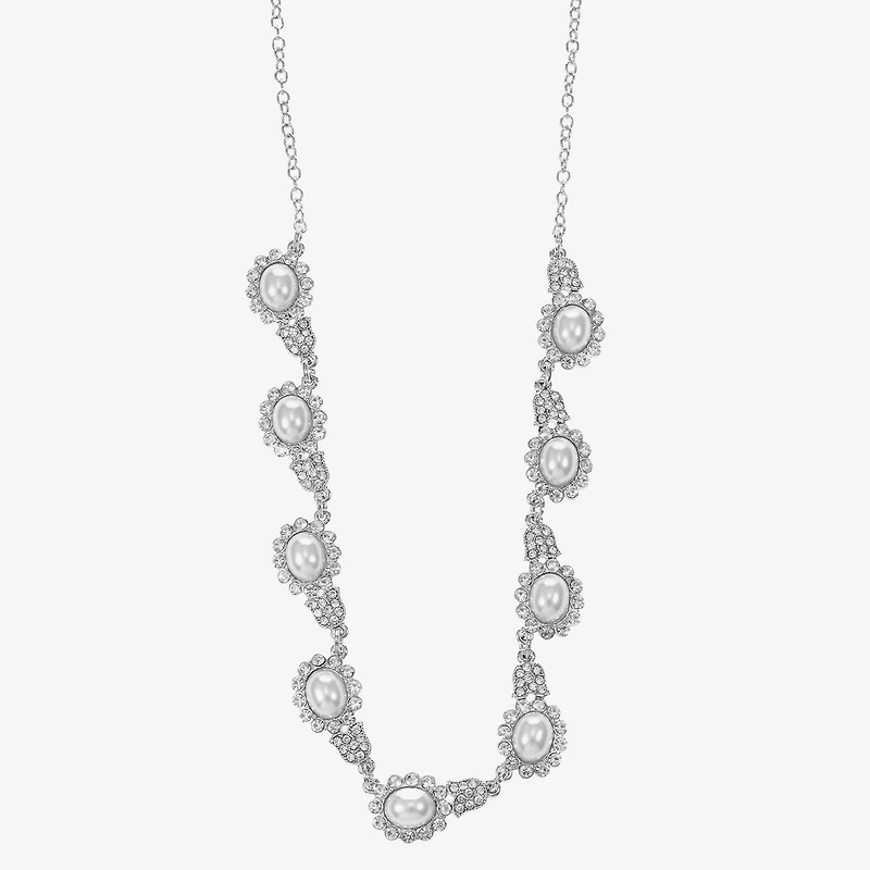 Monet Jewelry Timeless Silver Tone Halo Womens 17 Inch Collar Necklace