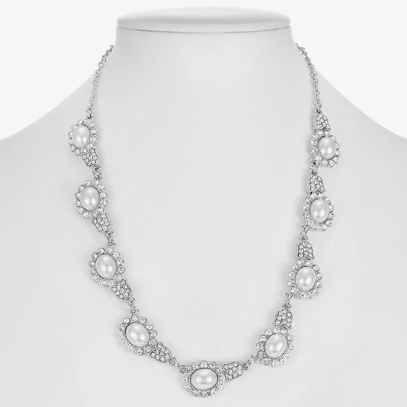Monet Jewelry Timeless Silver Tone Halo Womens 17 Inch Collar Necklace