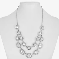 Monet Jewelry Timeless Silver Tone Halo Multi Layer Womens Glass 18 Inch Strand Necklace