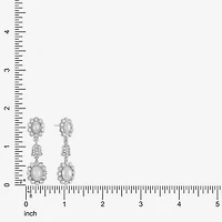 Monet Jewelry Timeless Silver Tone Halo Womens Glass Simulated Pearl Oval Hypoallergenic Drop Earrings