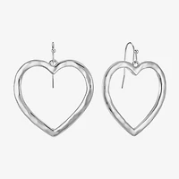 Liz Claiborne Hammered Open Womens Heart Drop Earrings