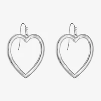 Liz Claiborne Hammered Open Womens Heart Drop Earrings