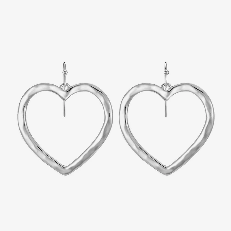 Liz Claiborne Hammered Open Womens Heart Drop Earrings