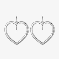 Liz Claiborne Hammered Open Womens Heart Drop Earrings
