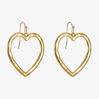 Liz Claiborne Hammered Open Womens Heart Drop Earrings