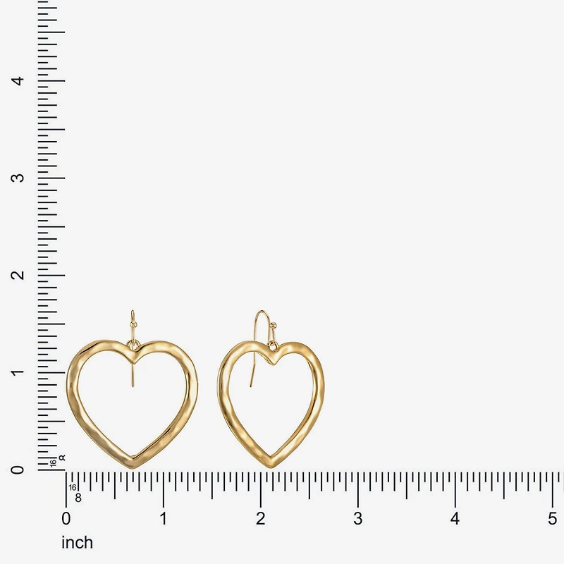 Liz Claiborne Hammered Open Womens Heart Drop Earrings