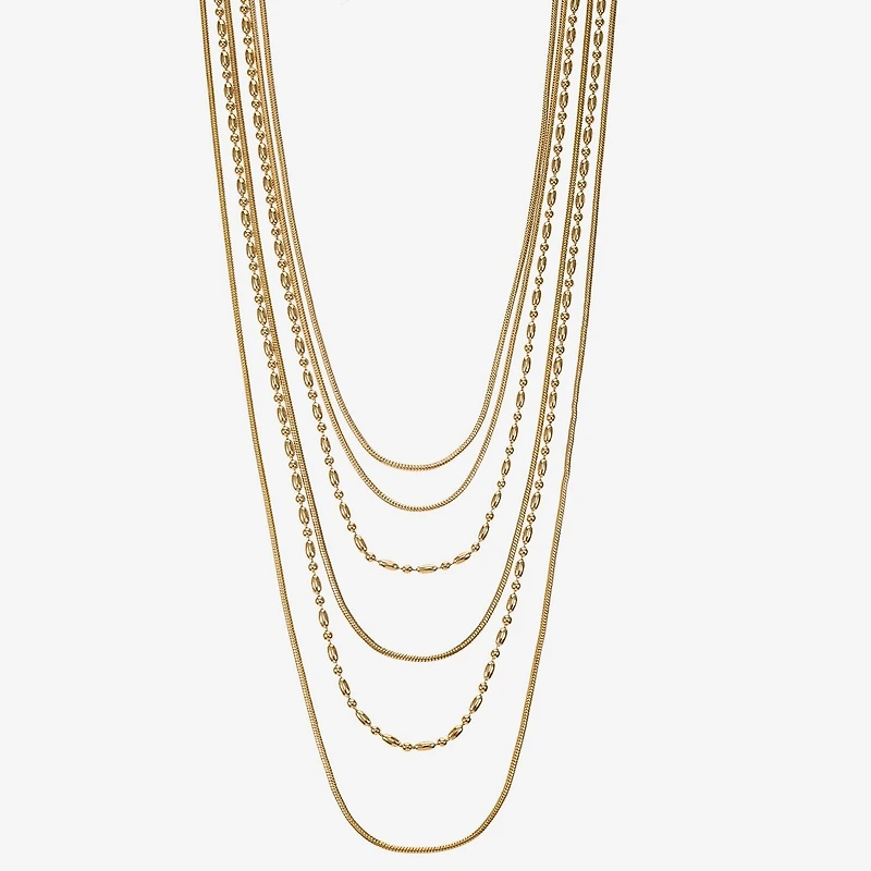 Liz Claiborne Chain Multi Layered Womens 17 Inch Statement Necklace