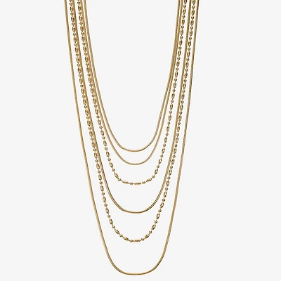 Liz Claiborne Chain Multi Layered Womens 17 Inch Statement Necklace