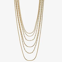 Liz Claiborne Chain Multi Layered Womens 17 Inch Statement Necklace
