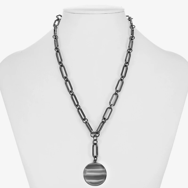 Liz Claiborne Wavy Coin Womens Paperclip 17 Inch Pendant Necklace