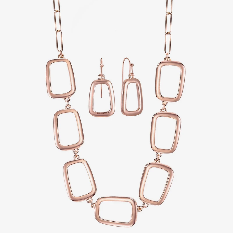 Liz Claiborne Frontal Collar Necklace & Drop Earring Womens Square 2-pc. Jewelry Set