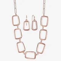 Liz Claiborne Frontal Collar Necklace & Drop Earring Womens Square 2-pc. Jewelry Set