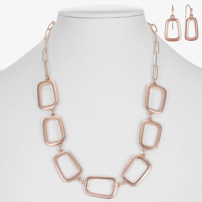 Liz Claiborne Frontal Collar Necklace & Drop Earring Womens Square 2-pc. Jewelry Set