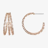 Liz Claiborne 3 Row Twisted Womens 20mm Hypoallergenic Hoop Earrings