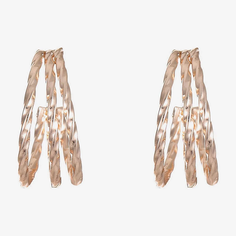 Liz Claiborne 3 Row Twisted Womens 20mm Hypoallergenic Hoop Earrings