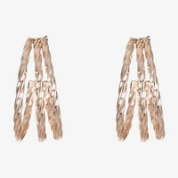 Liz Claiborne 3 Row Twisted Womens 20mm Hypoallergenic Hoop Earrings