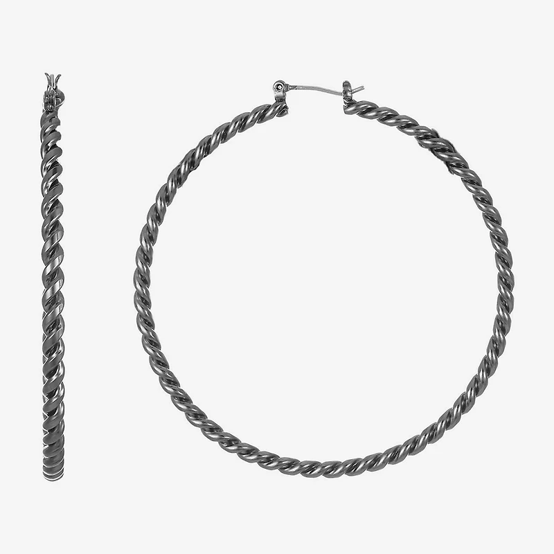 Liz Claiborne Twisted Womens 66mm Hypoallergenic Hoop Earrings