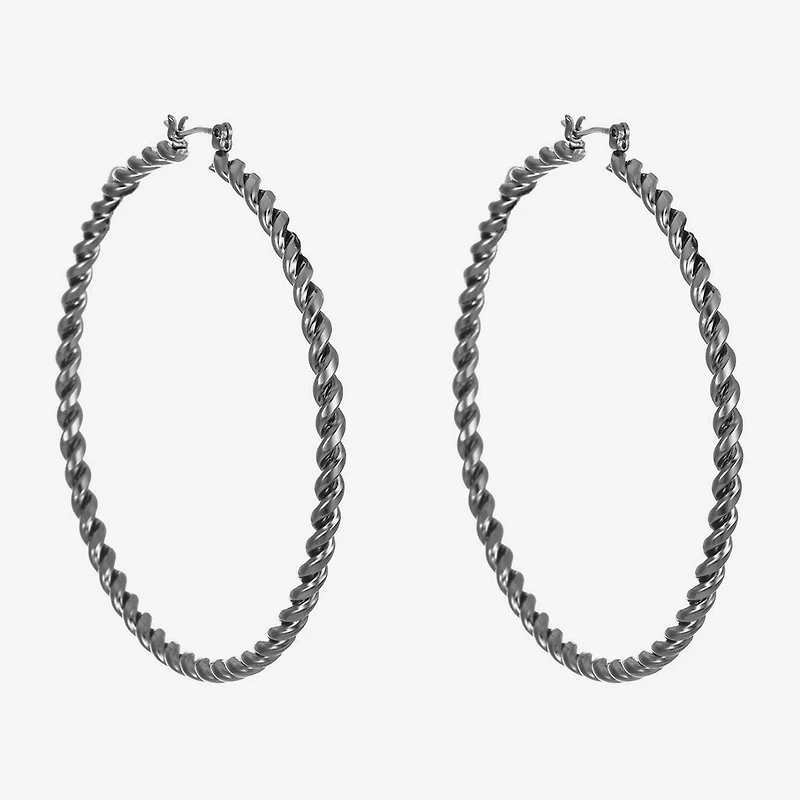 Liz Claiborne Twisted Womens 66mm Hypoallergenic Hoop Earrings