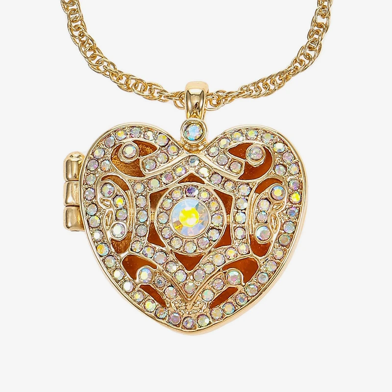 Monet Jewelry Gold Tone Locket Womens Glass Heart 2-pc. Jewelry Set