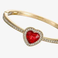 Monet Jewelry Gold Tone Womens Red Glass Heart Bangle Bracelet
