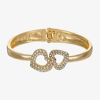 Monet Jewelry Gold Tone Womens Glass Heart Bangle Bracelet