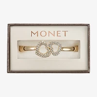 Monet Jewelry Gold Tone Womens Glass Heart Bangle Bracelet