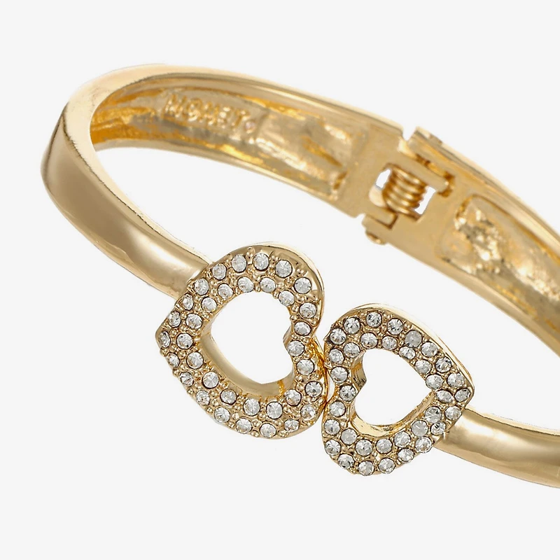 Monet Jewelry Gold Tone Womens Glass Heart Bangle Bracelet
