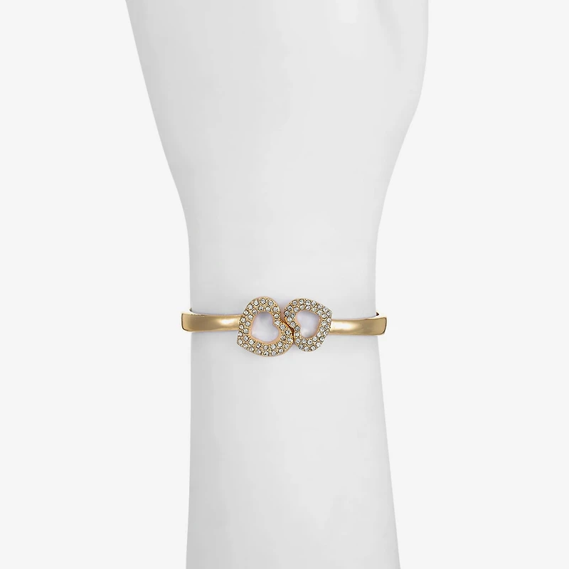 Monet Jewelry Gold Tone Womens Glass Heart Bangle Bracelet