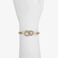 Monet Jewelry Gold Tone Womens Glass Heart Bangle Bracelet