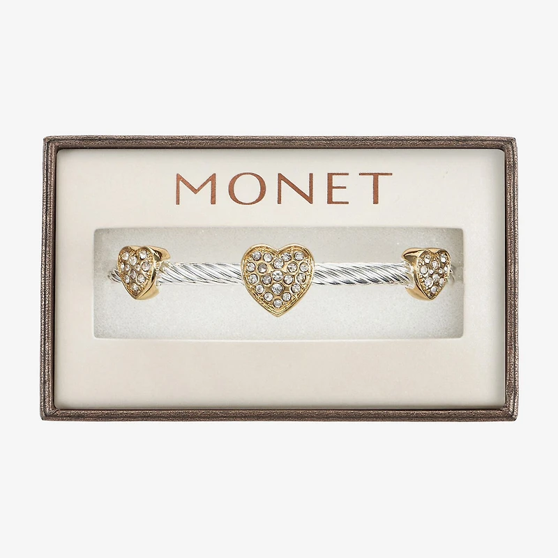Monet Jewelry Two Tone Rope Twist Womens Glass Cuff Bracelet