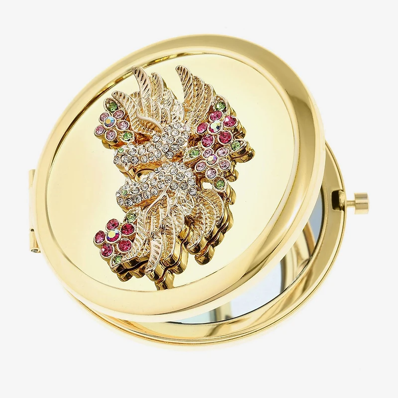 Monet Jewelry Gold Tone Lovebirds Gold Tone Compact Mirror